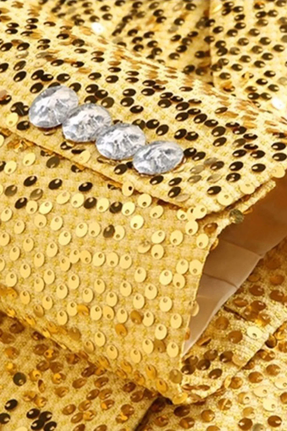 Sparkly Golden Notched Lapel Sequins 2 Piece Prom Suits - Image 6