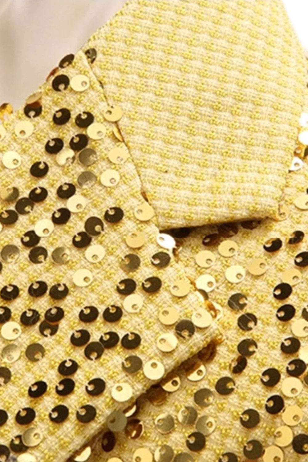 Sparkly Golden Notched Lapel Sequins 2 Piece Prom Suits - Image 7