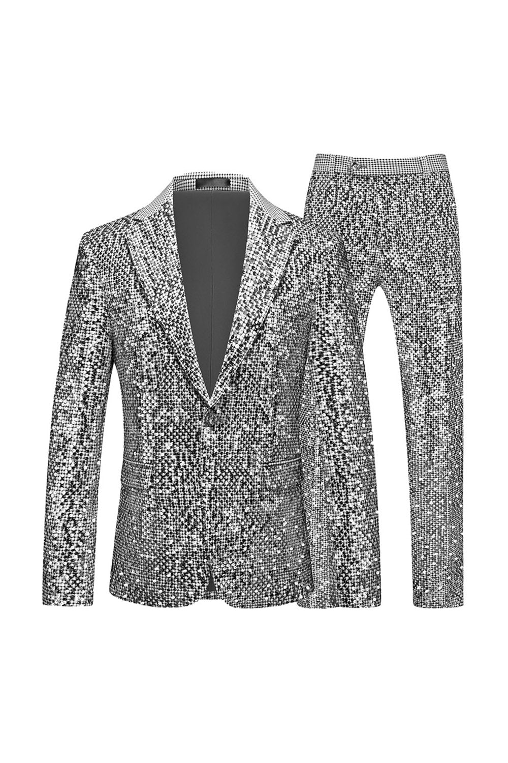 Sparkly Golden Notched Lapel Sequins 2 Piece Prom Suits - Image 8