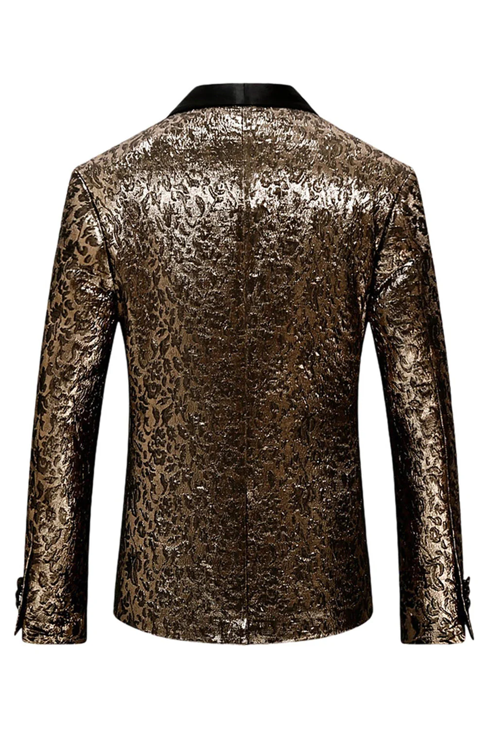 Sparkly Golden Shawl Lapel Men's Prom Blazer - Image 2