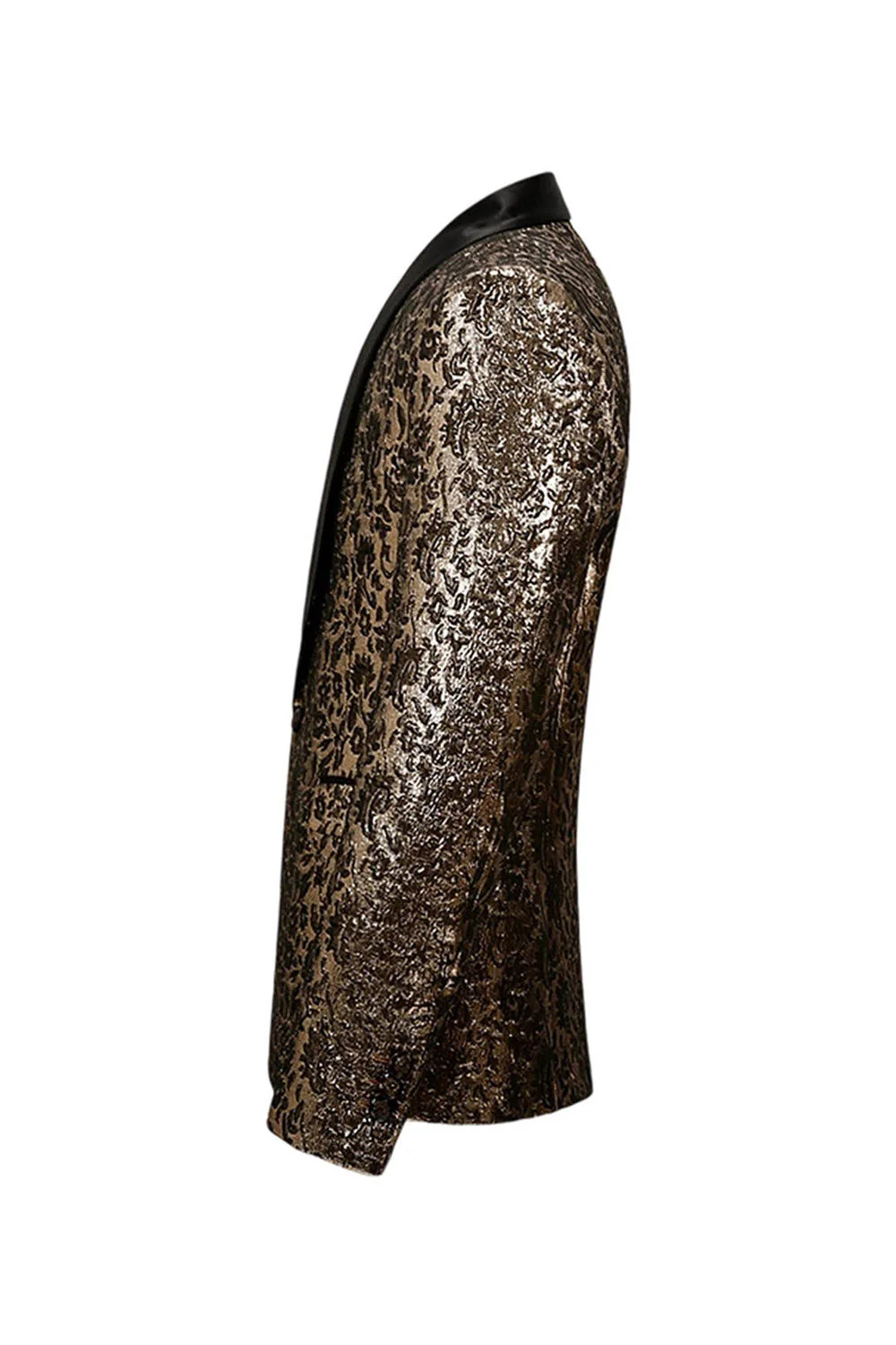 Sparkly Golden Shawl Lapel Men's Prom Blazer - Image 3