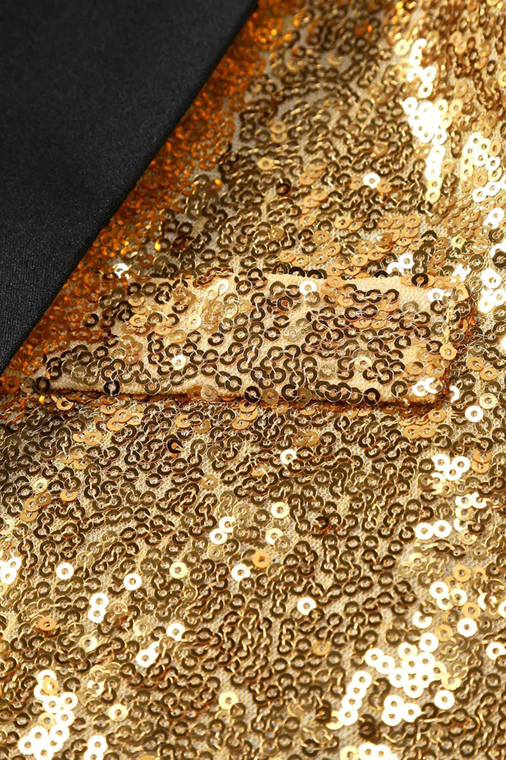 Sparkly Golden Shawl Lapel Single Buckle Men's Prom Blazer - Image 4