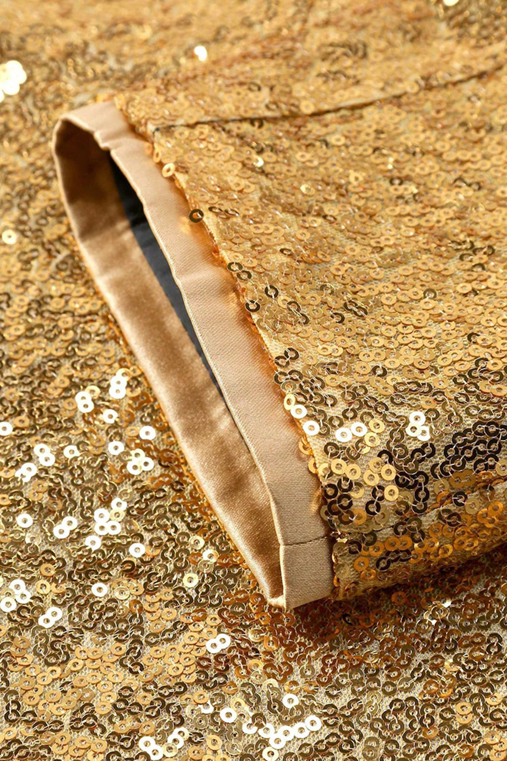 Sparkly Golden Shawl Lapel Single Buckle Men's Prom Blazer - Image 6