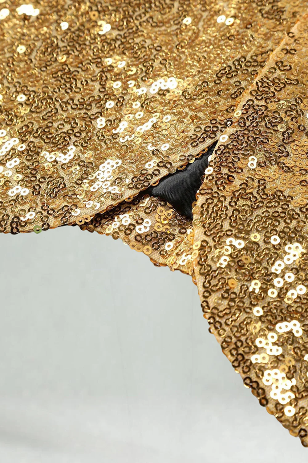 Sparkly Golden Shawl Lapel Single Buckle Men's Prom Blazer - Image 7