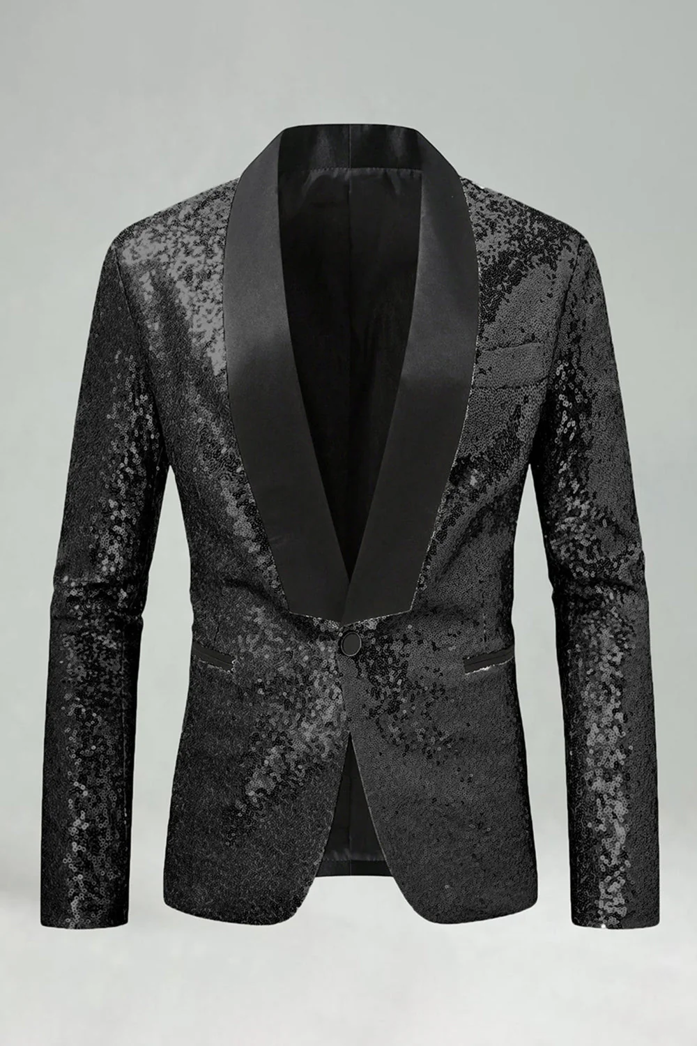 Sparkly Golden Shawl Lapel Single Buckle Men's Prom Blazer - Image 8