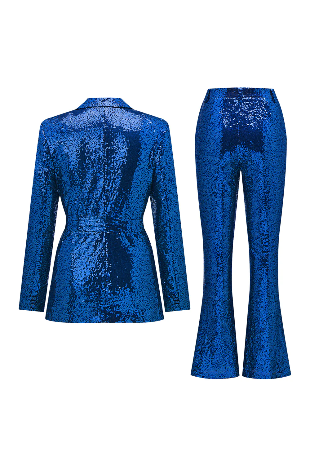 Sparkly Green Sequins Notched Lapel Women Suits with Belt - Image 19