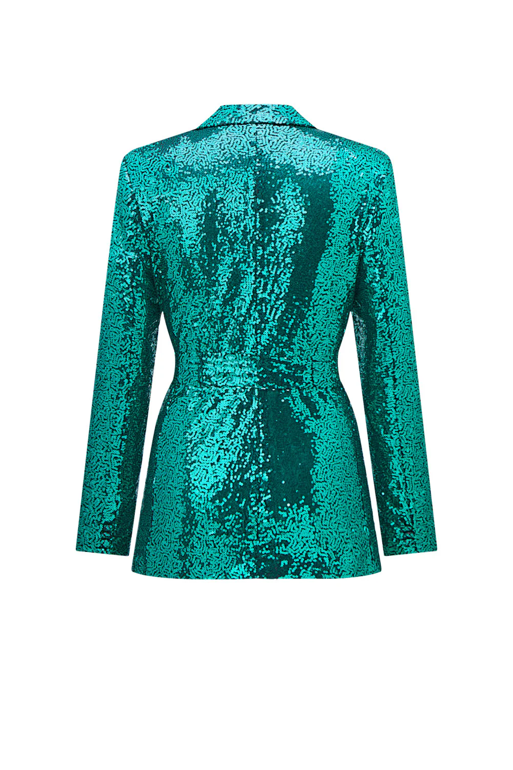 Sparkly Green Sequins Notched Lapel Women Suits with Belt - Image 5