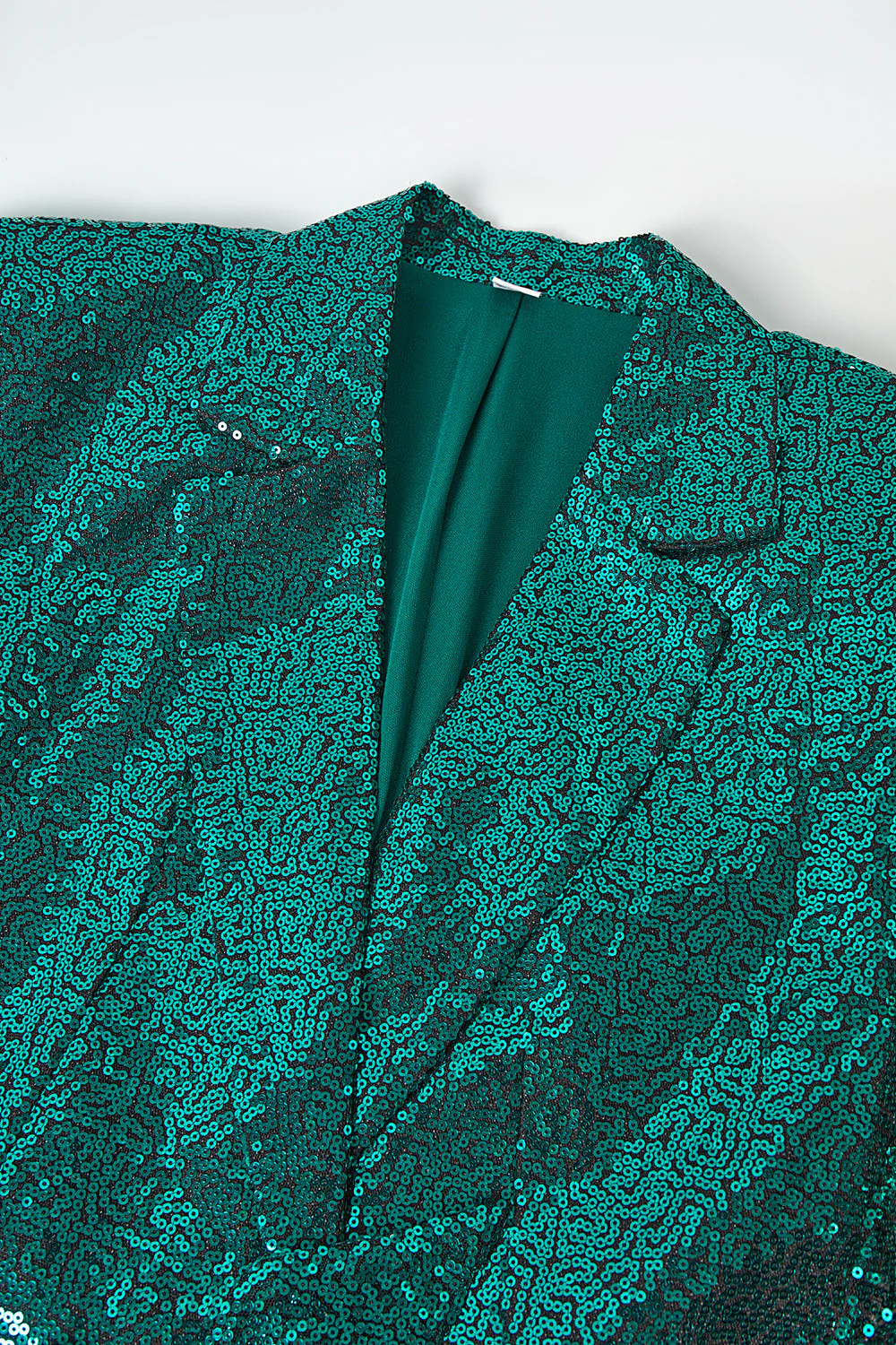Sparkly Green Sequins Notched Lapel Women Suits with Belt - Image 8