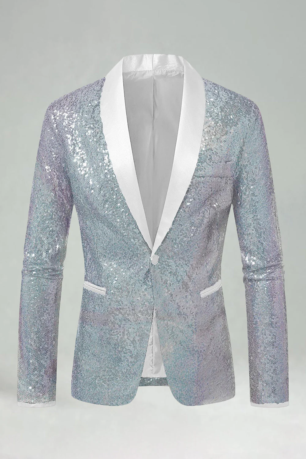 Sparkly Green Shawl Lapel Men's Prom Blazer - Image 12