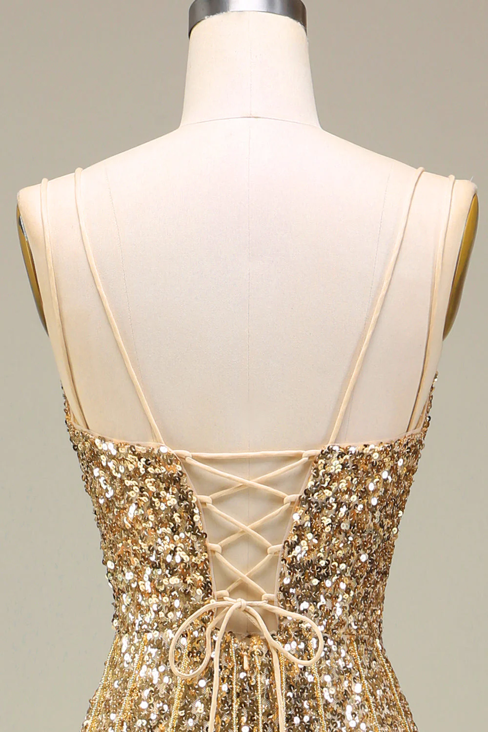 Sparkly Mermaid Golden Long Prom Dress with Slit - Image 6