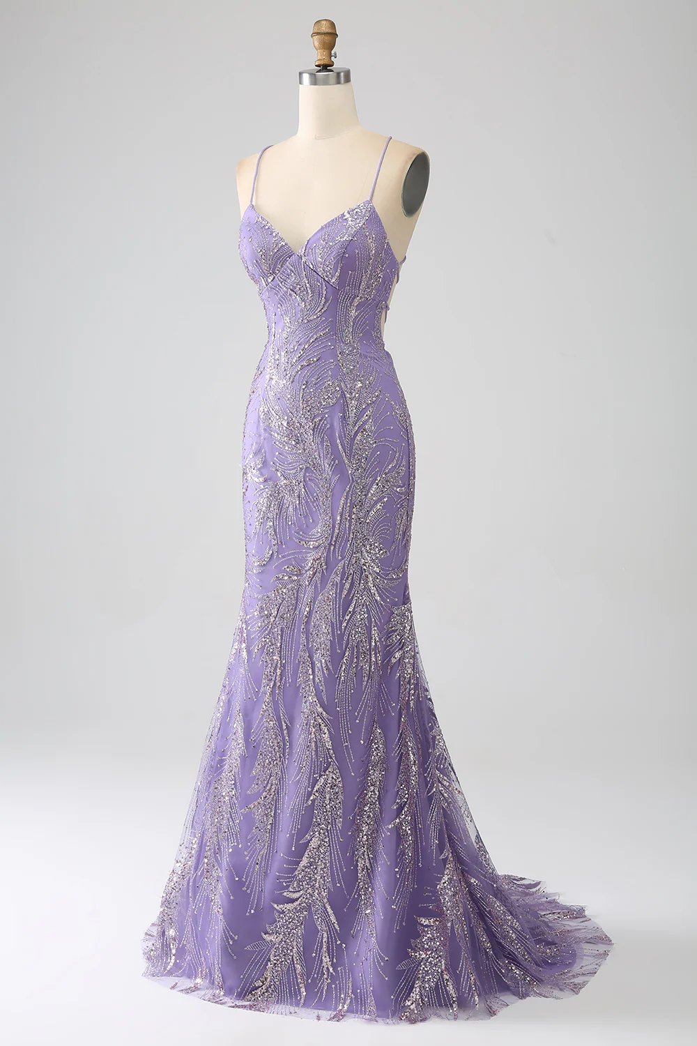 Sparkly Mermaid Lilac Long Prom Dress - Image 3