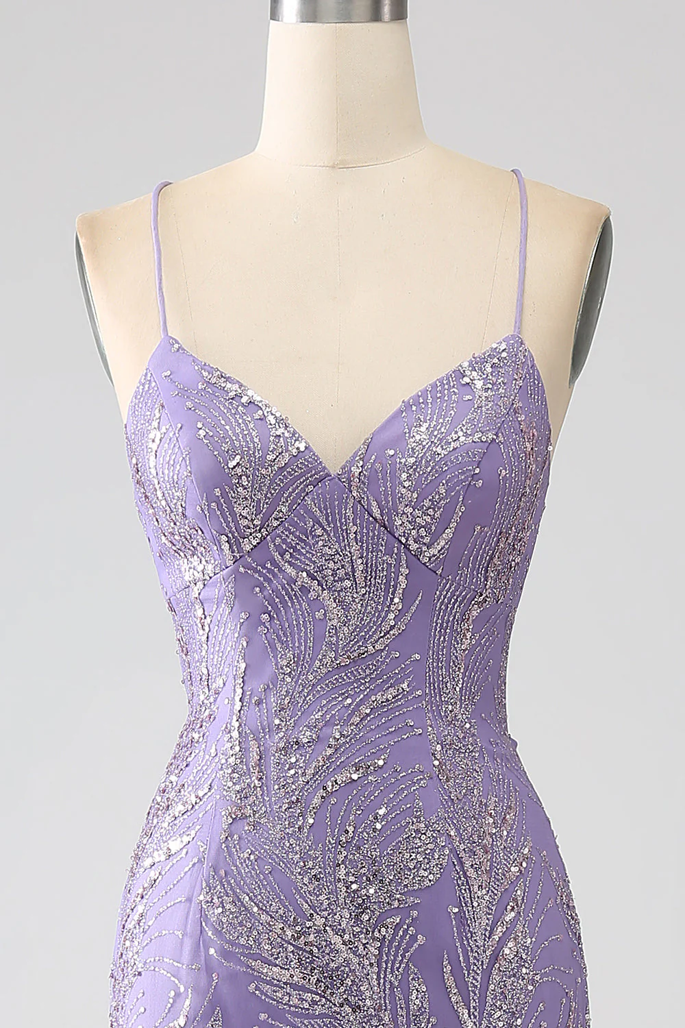 Sparkly Mermaid Lilac Long Prom Dress - Image 4