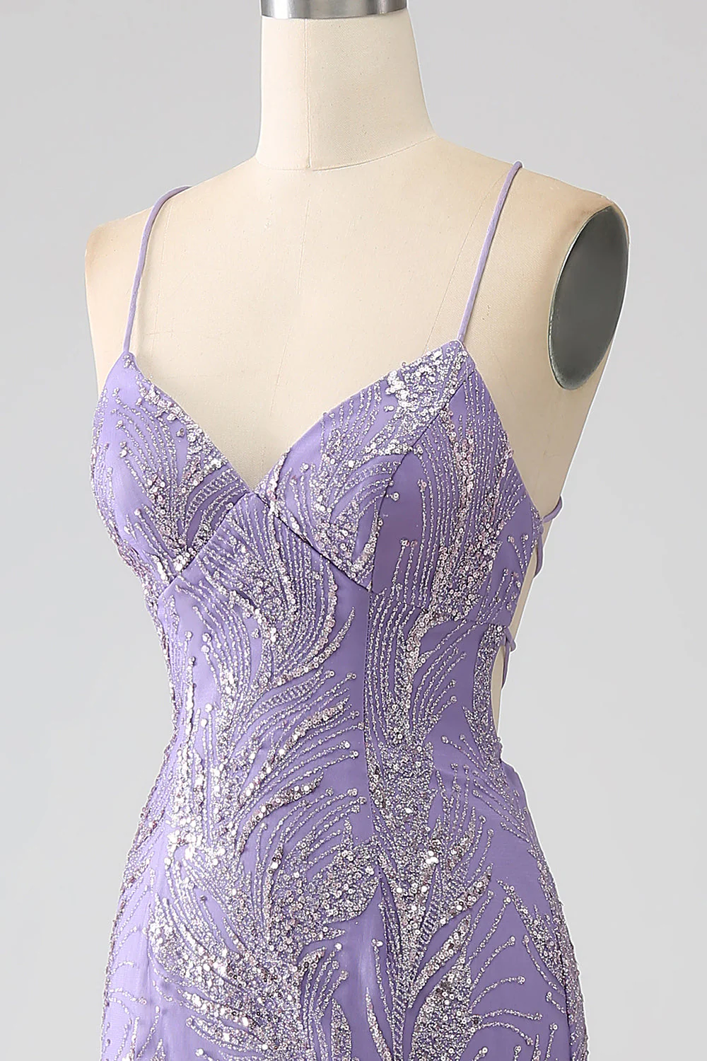 Sparkly Mermaid Lilac Long Prom Dress - Image 5