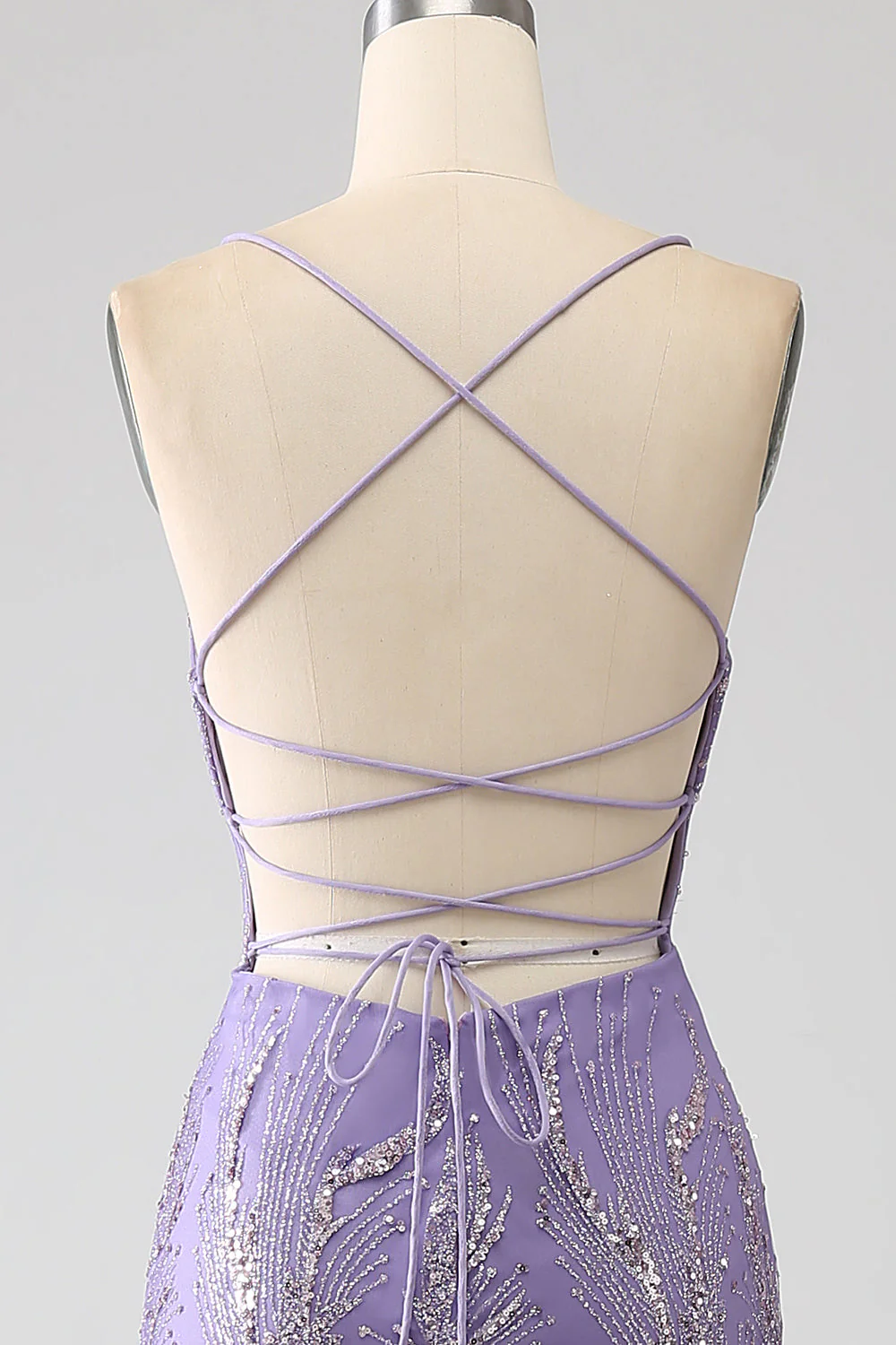 Sparkly Mermaid Lilac Long Prom Dress - Image 6