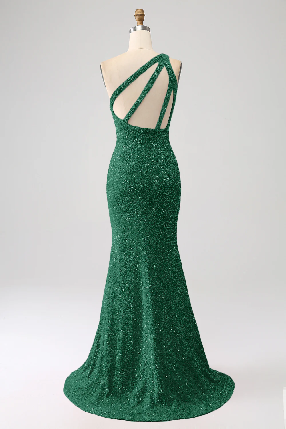 Sparkly Mermaid One Shoulder Fuchsia Sequins Long Prom Dress with Slit - Image 16