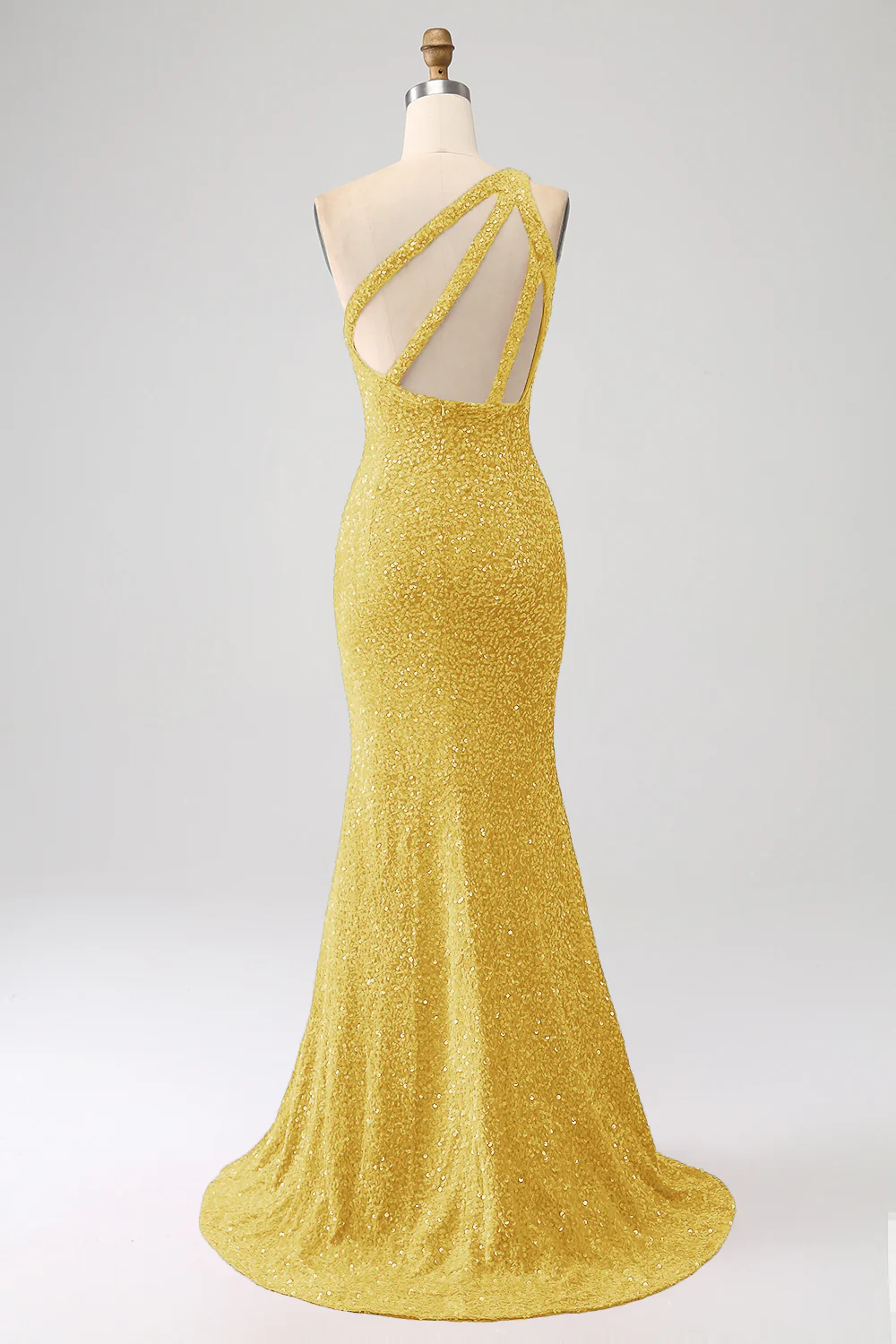 Sparkly Mermaid One Shoulder Fuchsia Sequins Long Prom Dress with Slit - Image 18