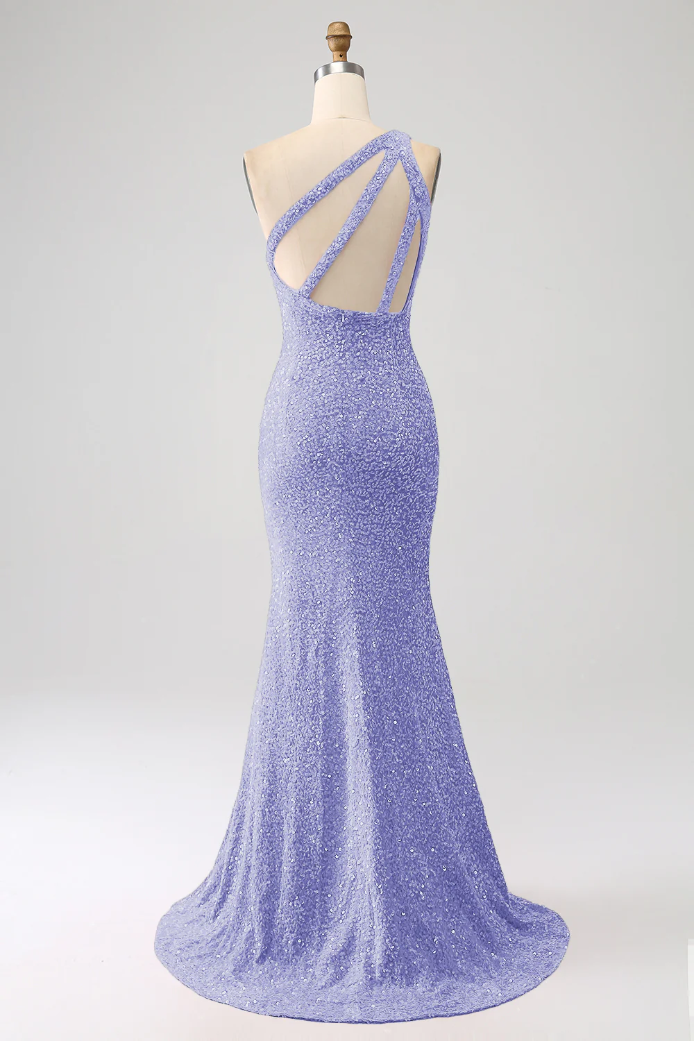 Sparkly Mermaid One Shoulder Fuchsia Sequins Long Prom Dress with Slit - Image 20