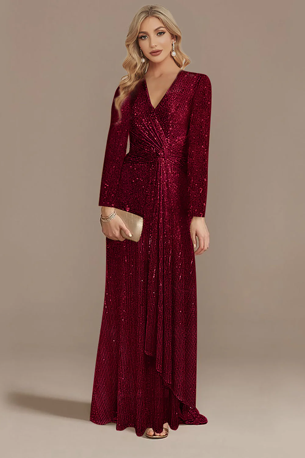 Sparkly Navy A-Line V-Neck Choir Dress with Sequins - Image 8