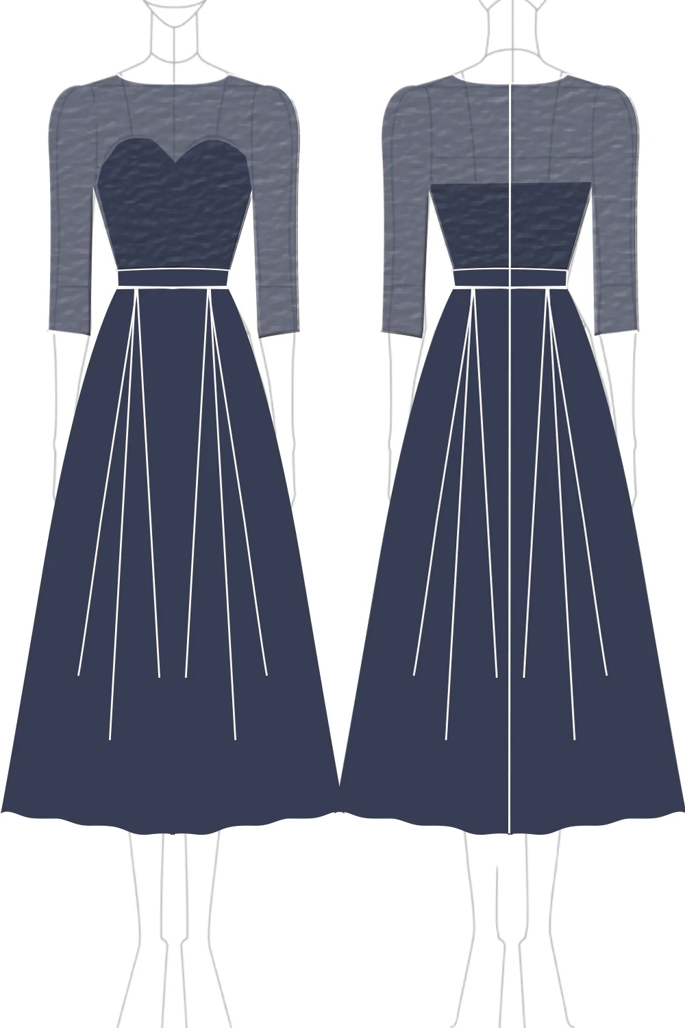 Sparkly Navy Beaded A Line Long Sleeves Mother Of the Bride Dress with Lace - Image 3