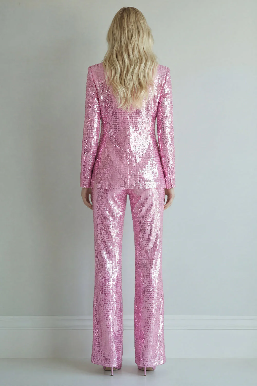 Sparkly Pink 2 Piece Notched Lapel Singel Breasted Women's Prom Suits - Image 2