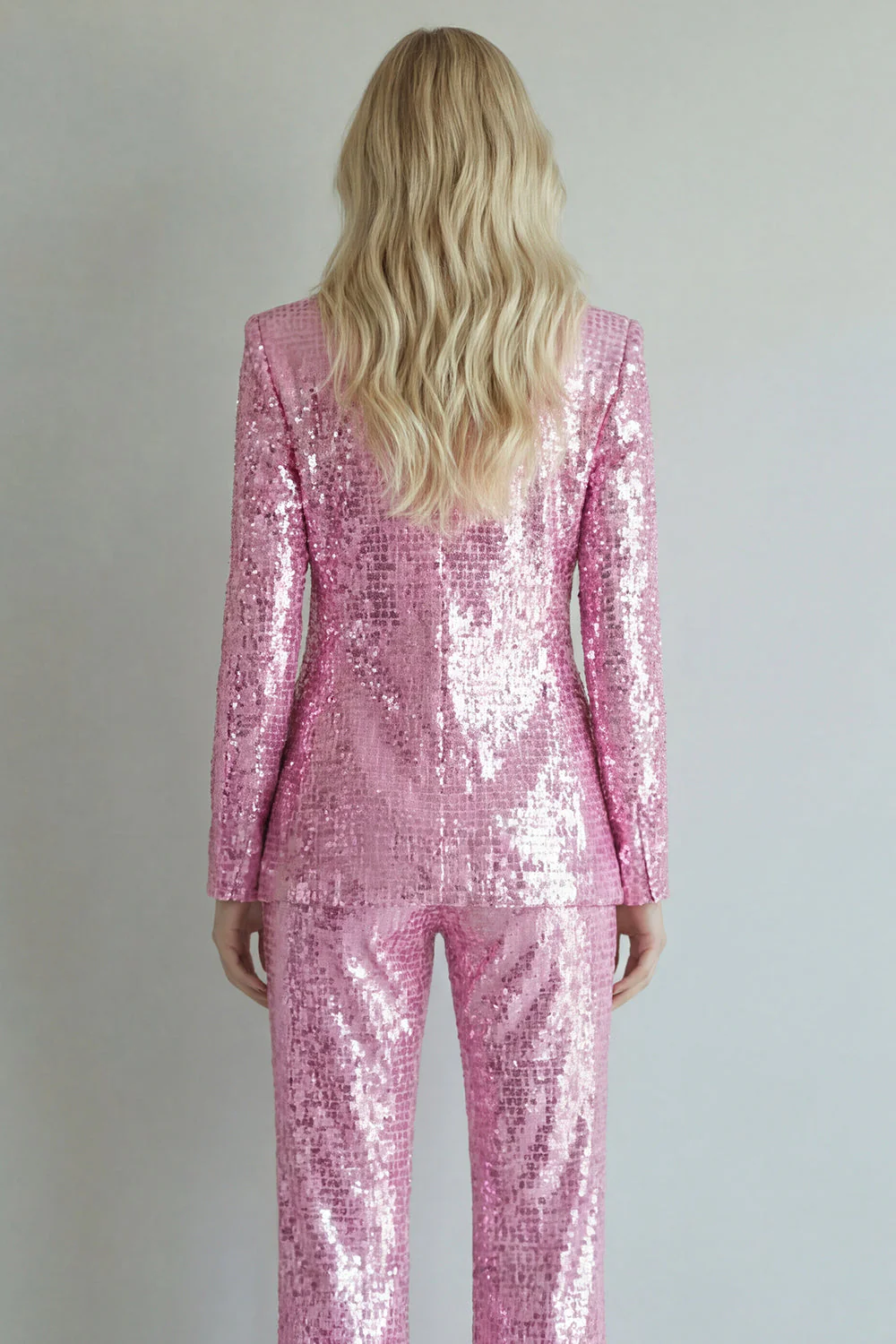 Sparkly Pink 2 Piece Notched Lapel Singel Breasted Women's Prom Suits - Image 4