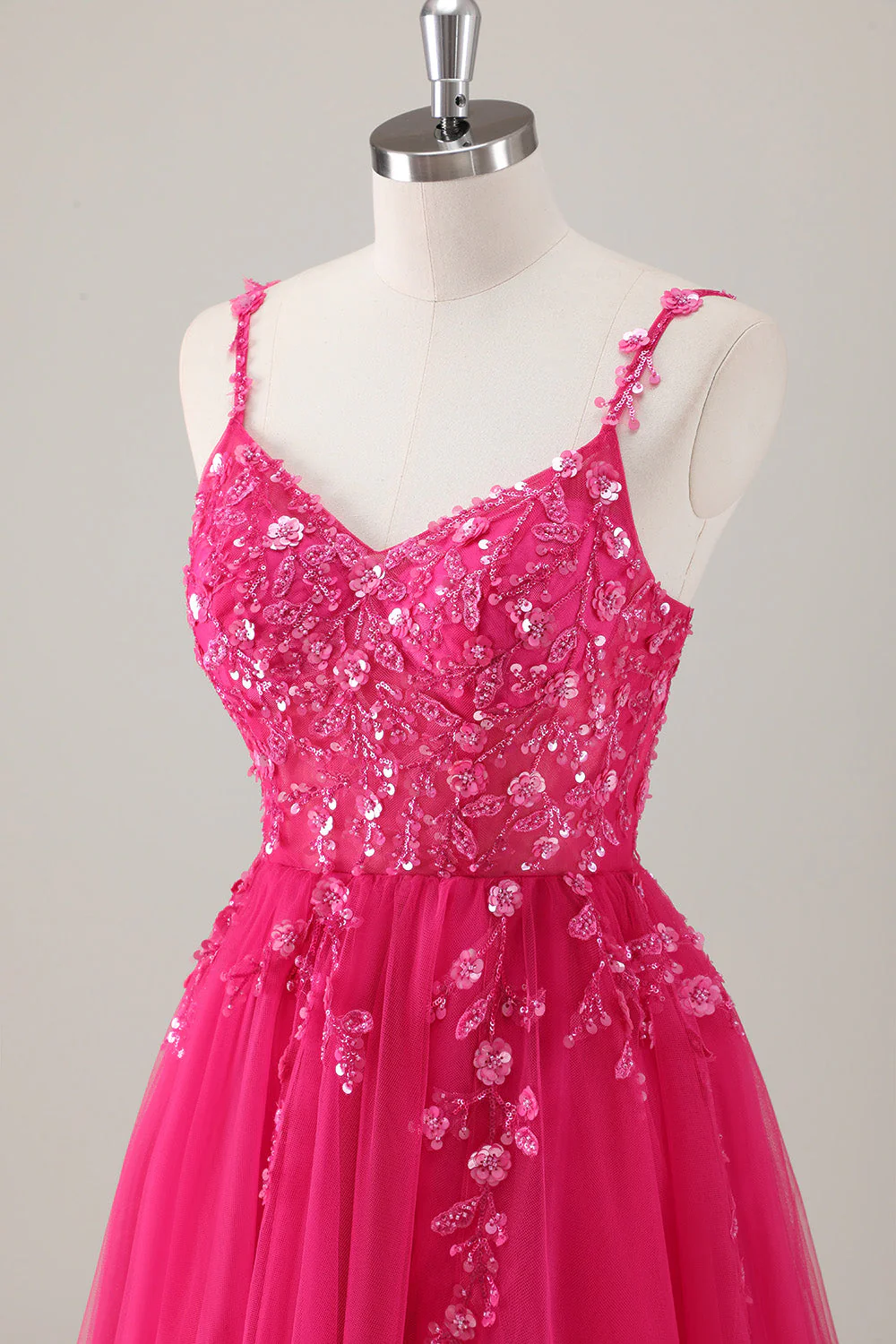 Sparkly Purple A-Line Appliqued Long Prom Dress with Slit - Image 11