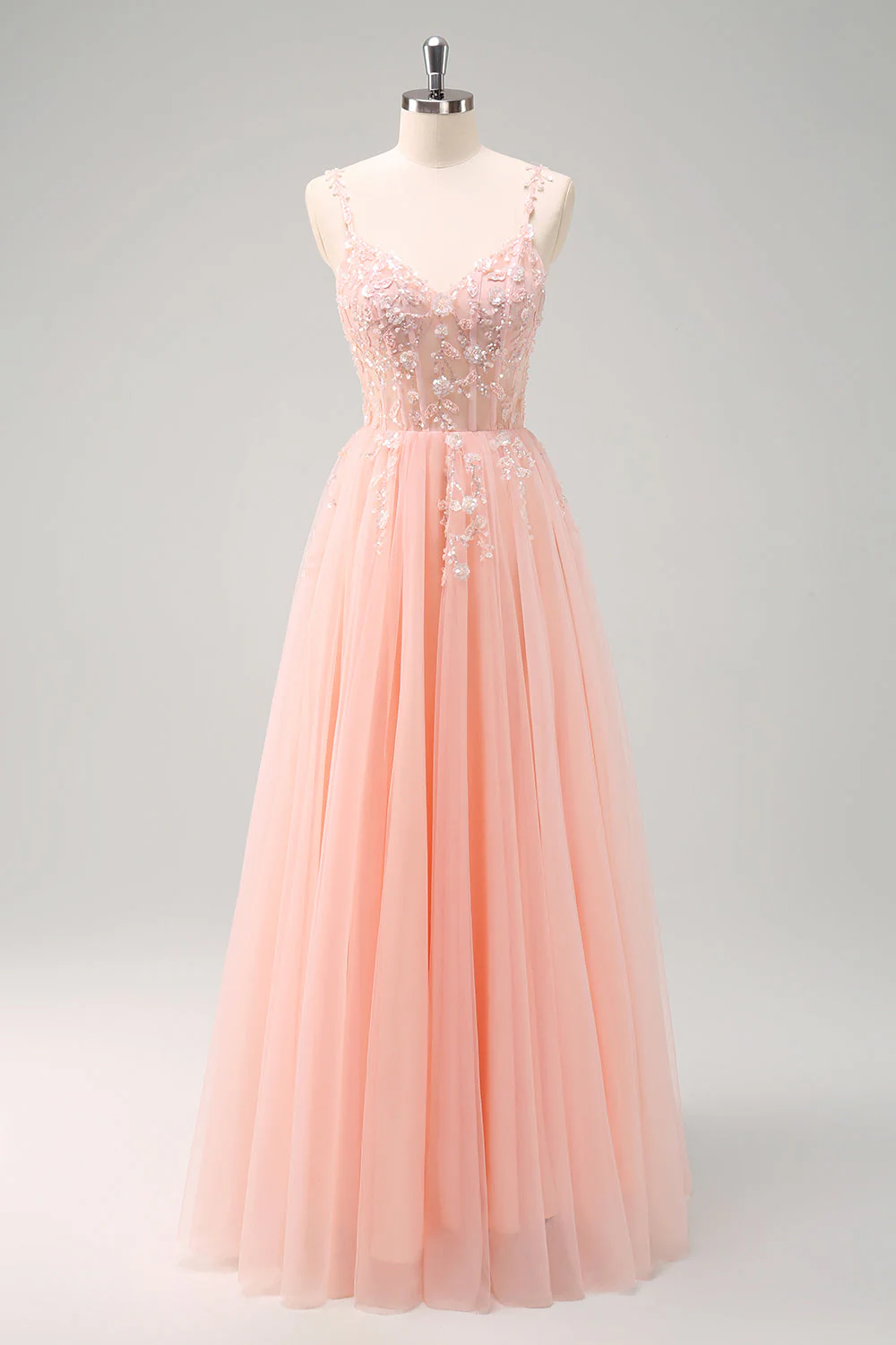 Sparkly Purple A-Line Appliqued Long Prom Dress with Slit - Image 14