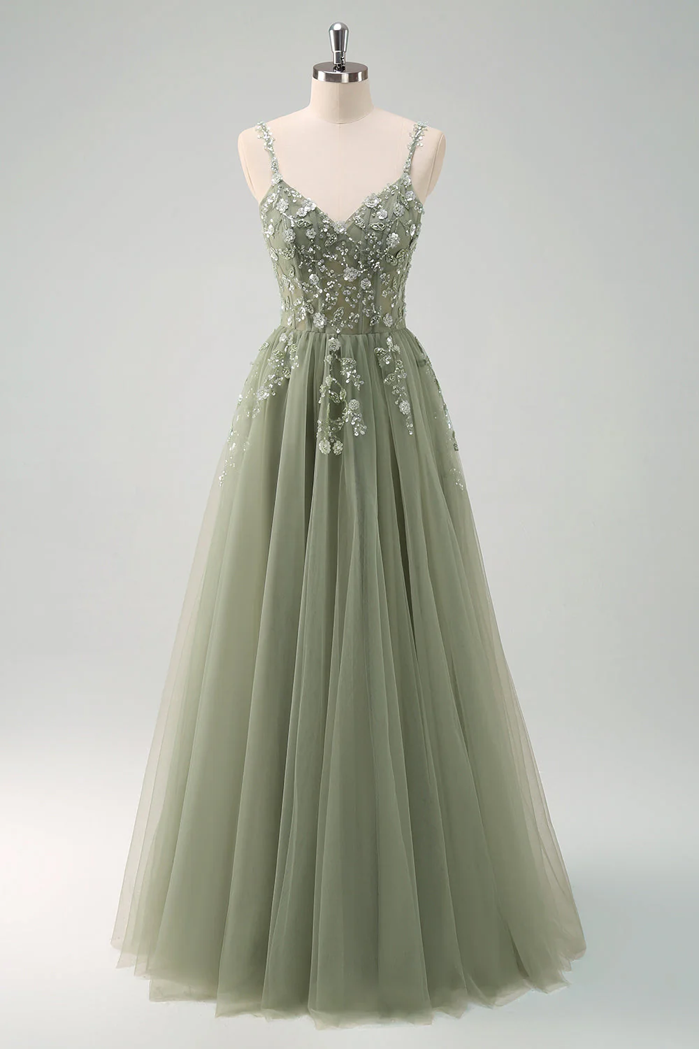 Sparkly Purple A-Line Appliqued Long Prom Dress with Slit - Image 16