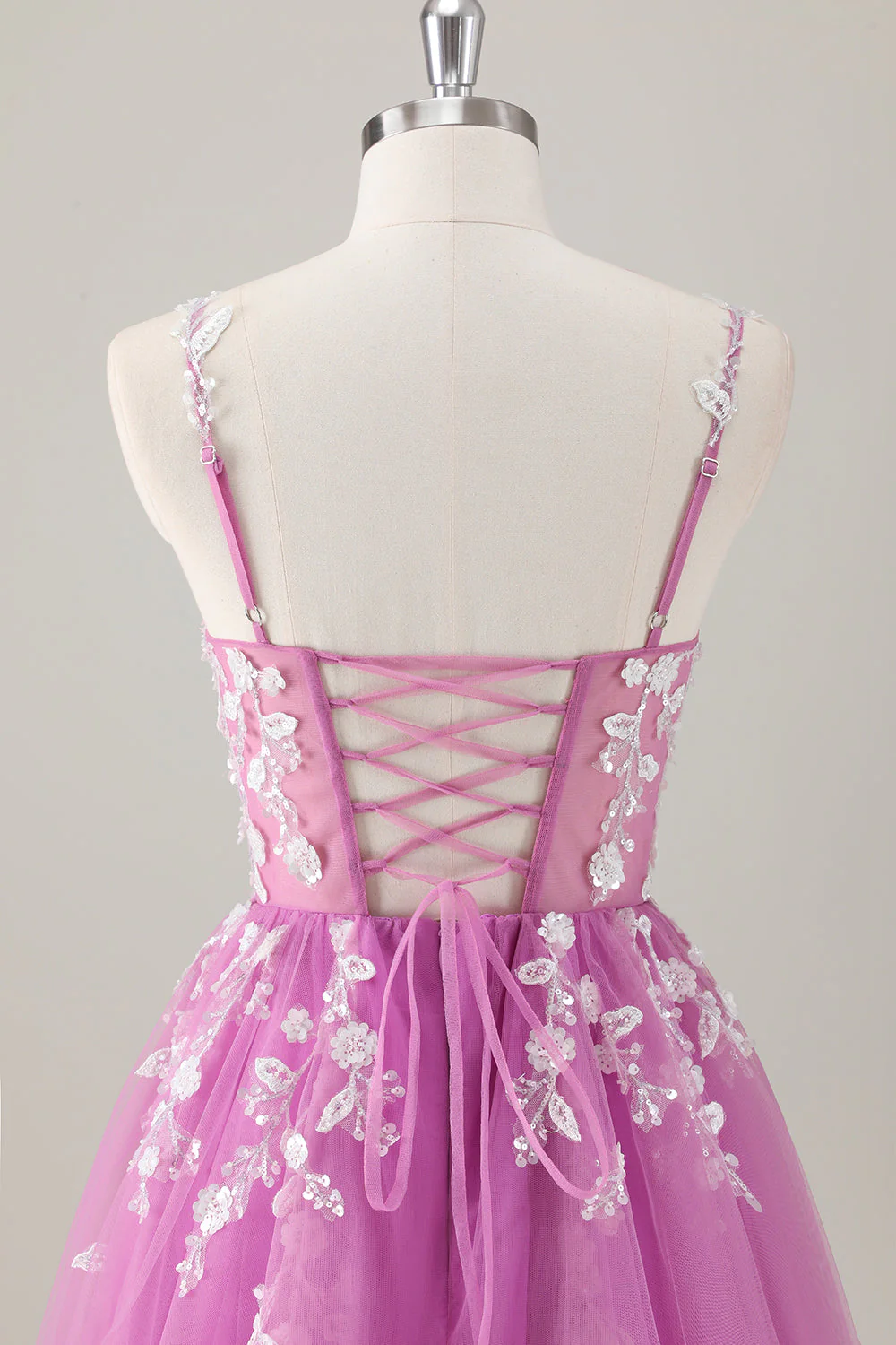 Sparkly Purple A-Line Appliqued Long Prom Dress with Slit - Image 5
