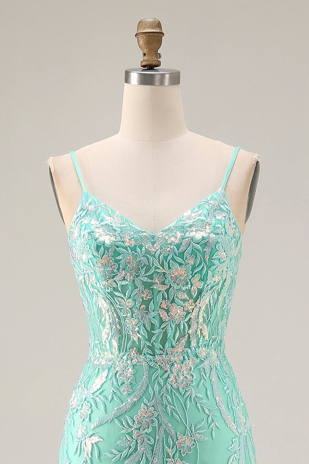 Sparkly Purple Mermaid Corset Sequins Long Prom Dress with Lace Appliques - Image 10