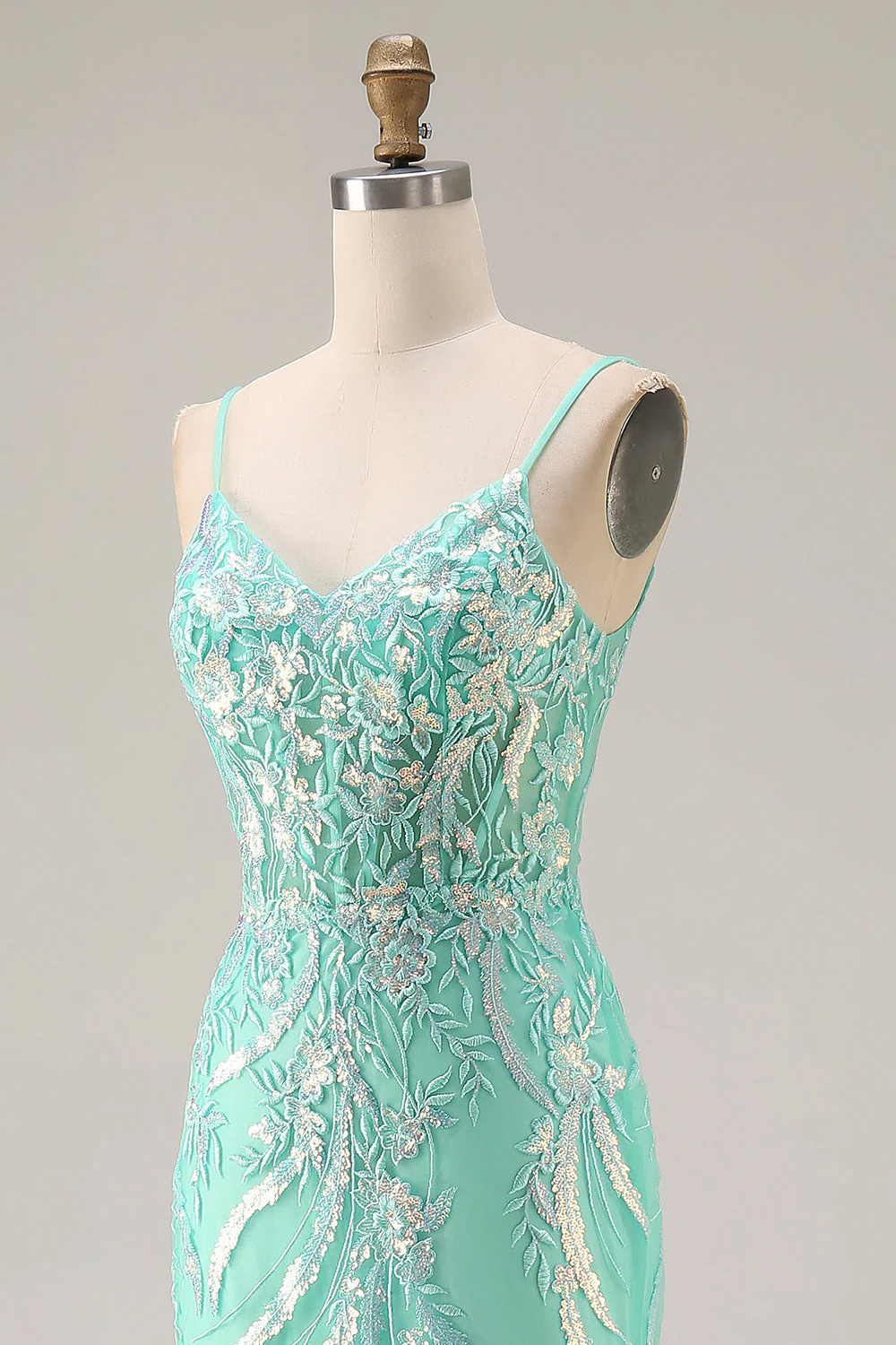 Sparkly Purple Mermaid Corset Sequins Long Prom Dress with Lace Appliques - Image 12