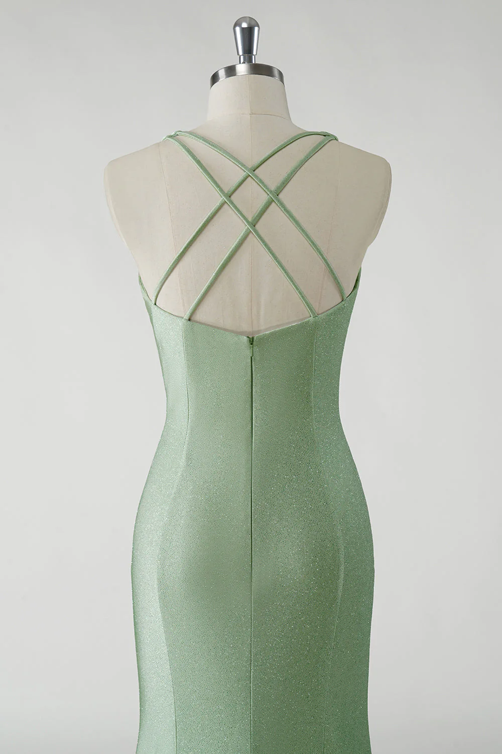 Sparkly Sheath Green Long Prom Dress with 3D Flowers - Image 5