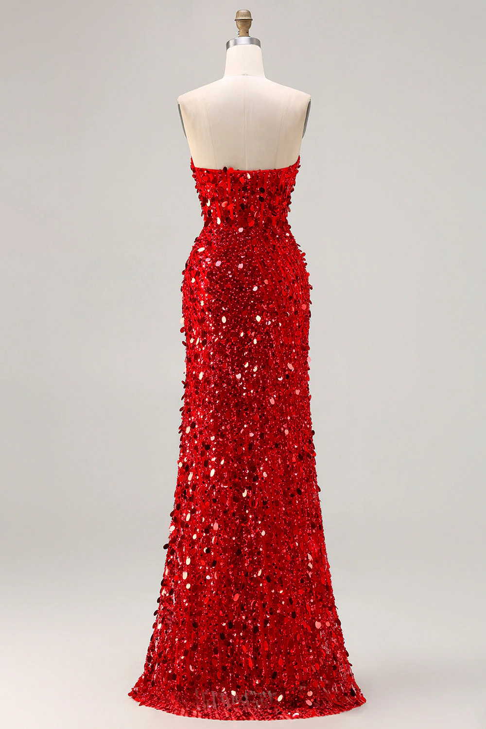 Sparkly Silver Strapless Corset Mermaid Long Prom Dress With Slit - Image 23