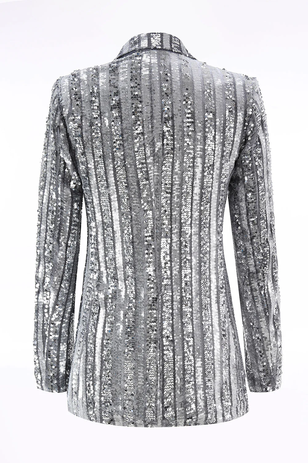 Sparkly Silver Grey Peak Lapel Women's Prom Blazer with Bows - Image 2