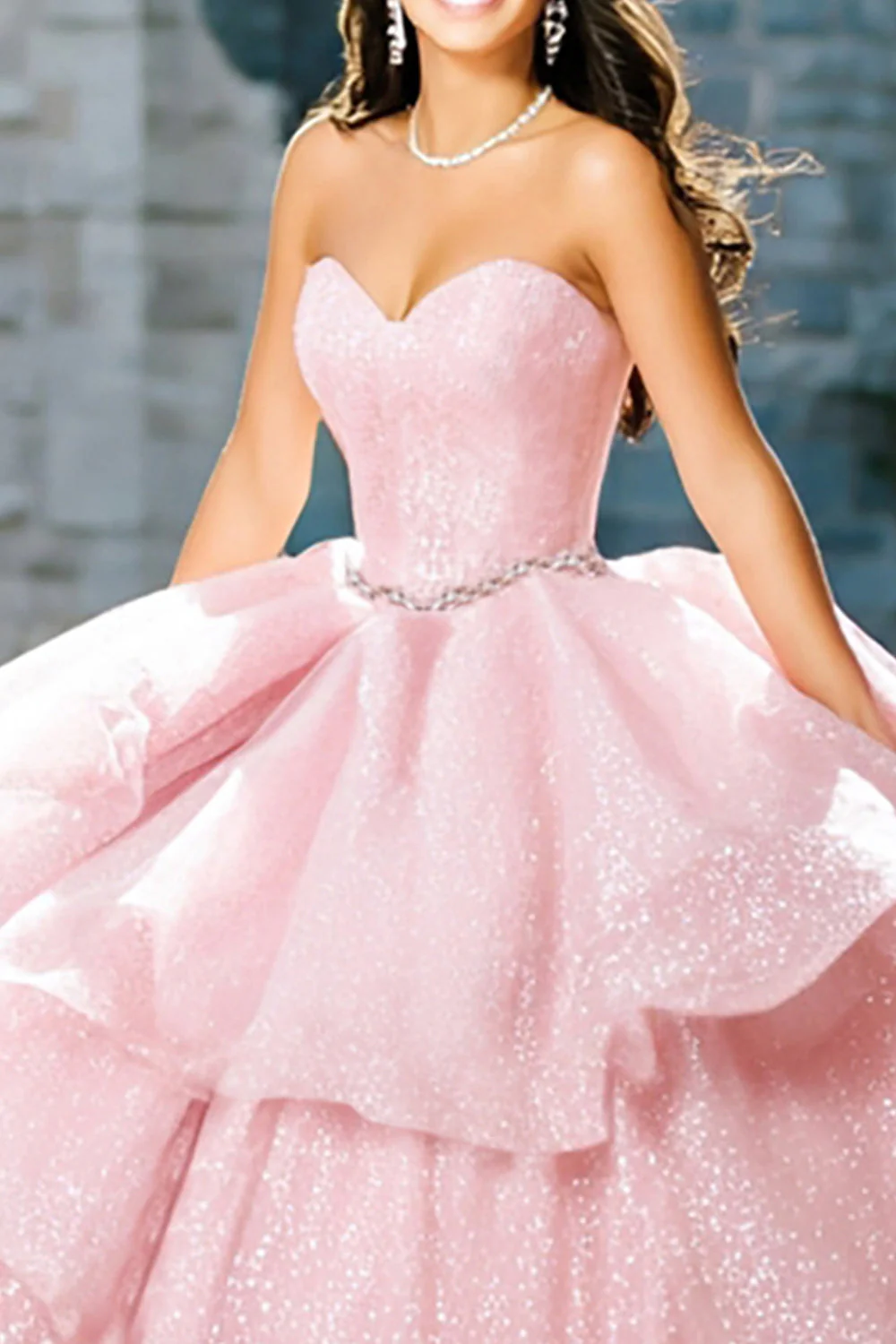 Sparkly Strapless Ball-Gown Ruffled Quinceanera Dress - Image 2