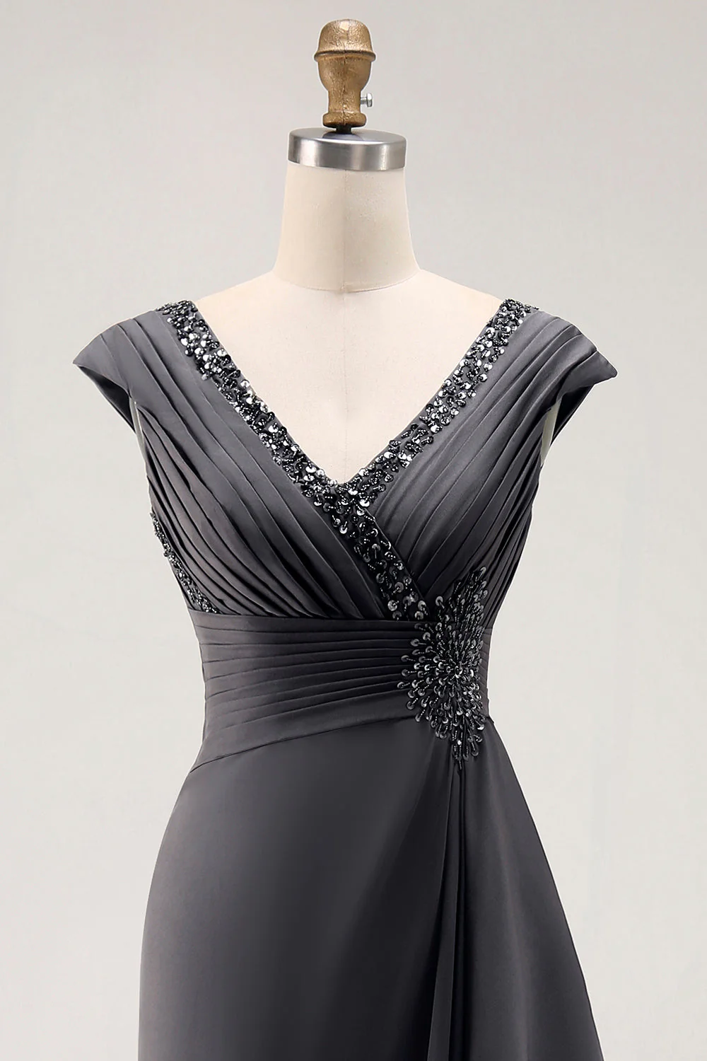 Steel Grey Mermaid Ruffle Chiffon Mother of The Bride Dress - Image 6