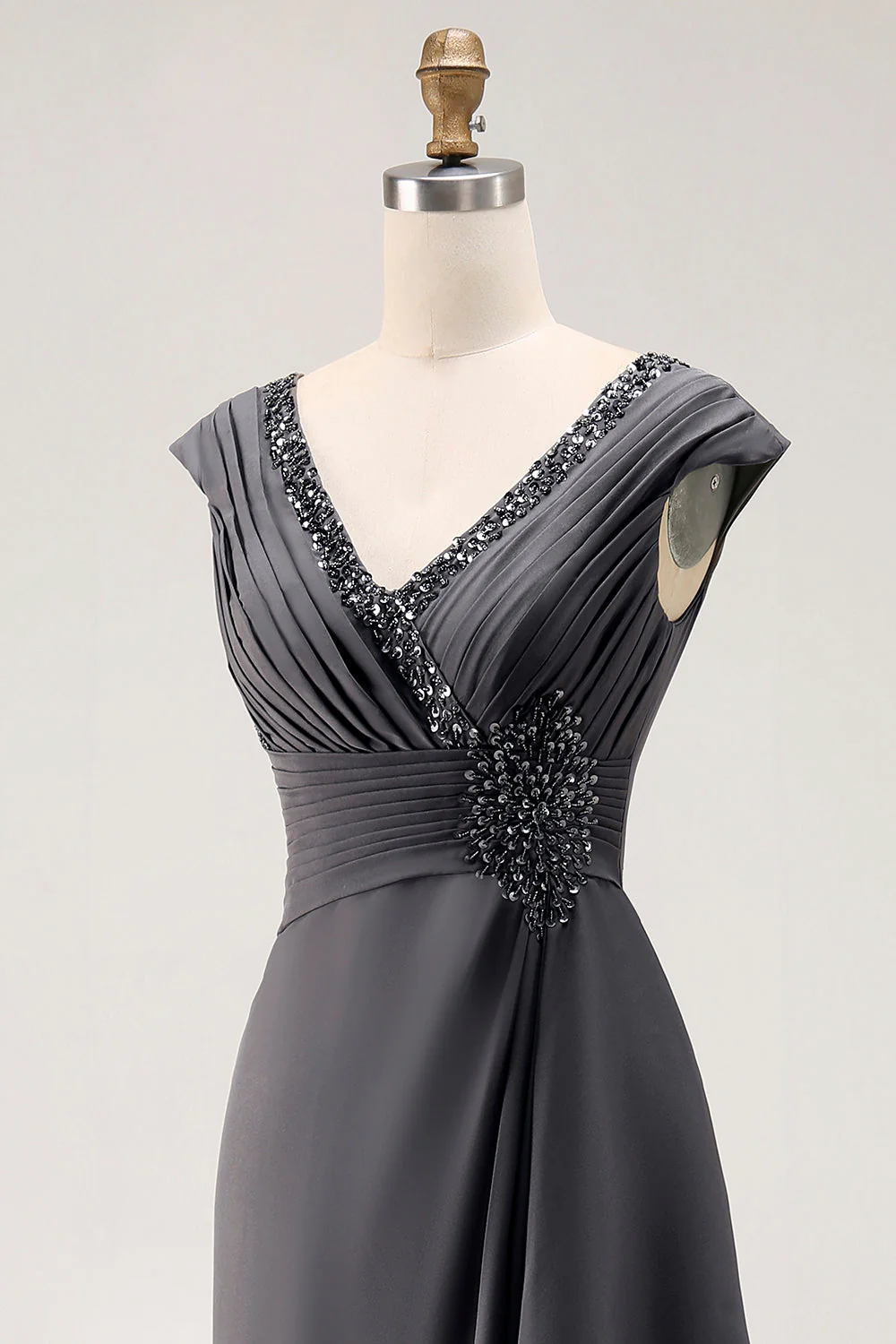 Steel Grey Mermaid Ruffle Chiffon Mother of The Bride Dress - Image 8
