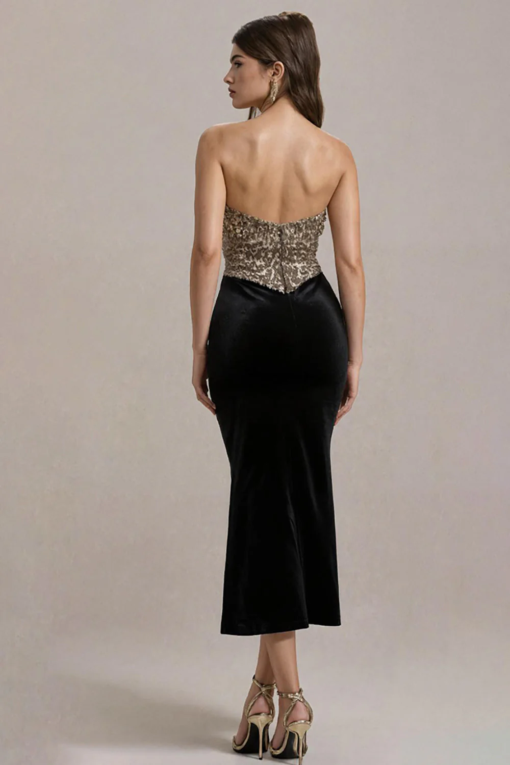 Strapless Bodycon Black Tie Dress - Image 2
