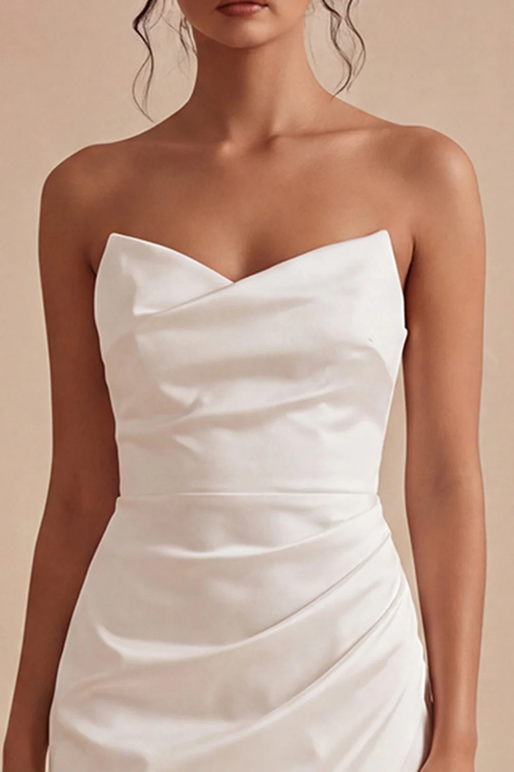 Strapless Bodycon Ruched Graduation Dress with Slit - Image 3