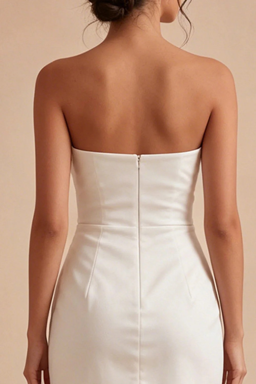Strapless Bodycon Ruched Graduation Dress with Slit - Image 4