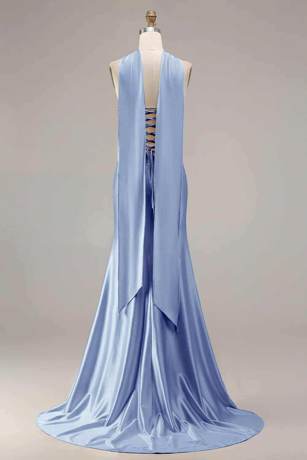 Champagne Strapless Mermaid Beaded Convertible Long Prom Dress - Image 10