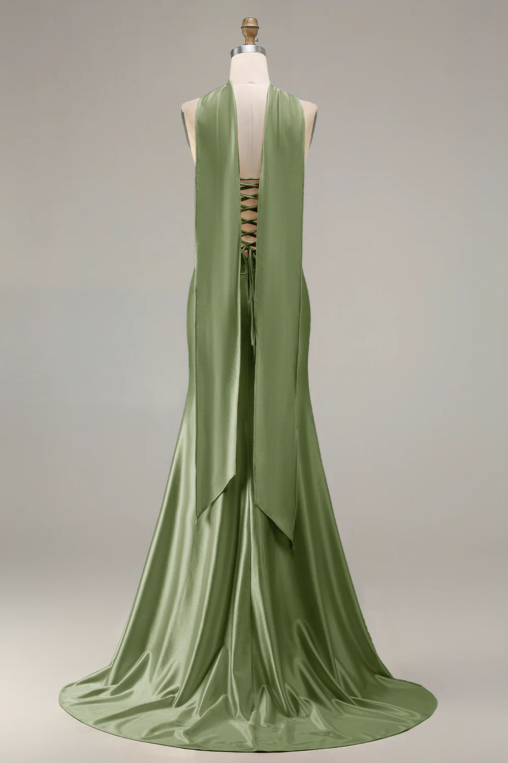 Champagne Strapless Mermaid Beaded Convertible Long Prom Dress - Image 14