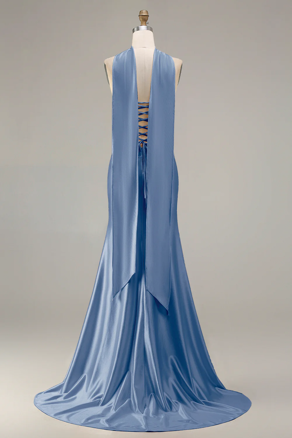 Champagne Strapless Mermaid Beaded Convertible Long Prom Dress - Image 16