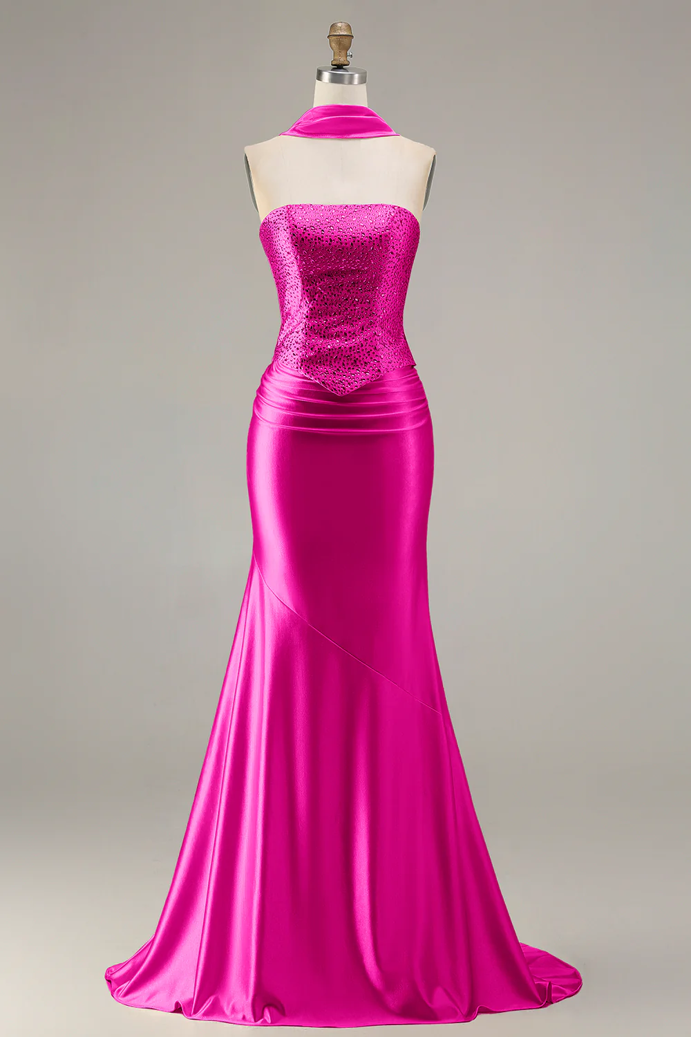 Champagne Strapless Mermaid Beaded Convertible Long Prom Dress - Image 21
