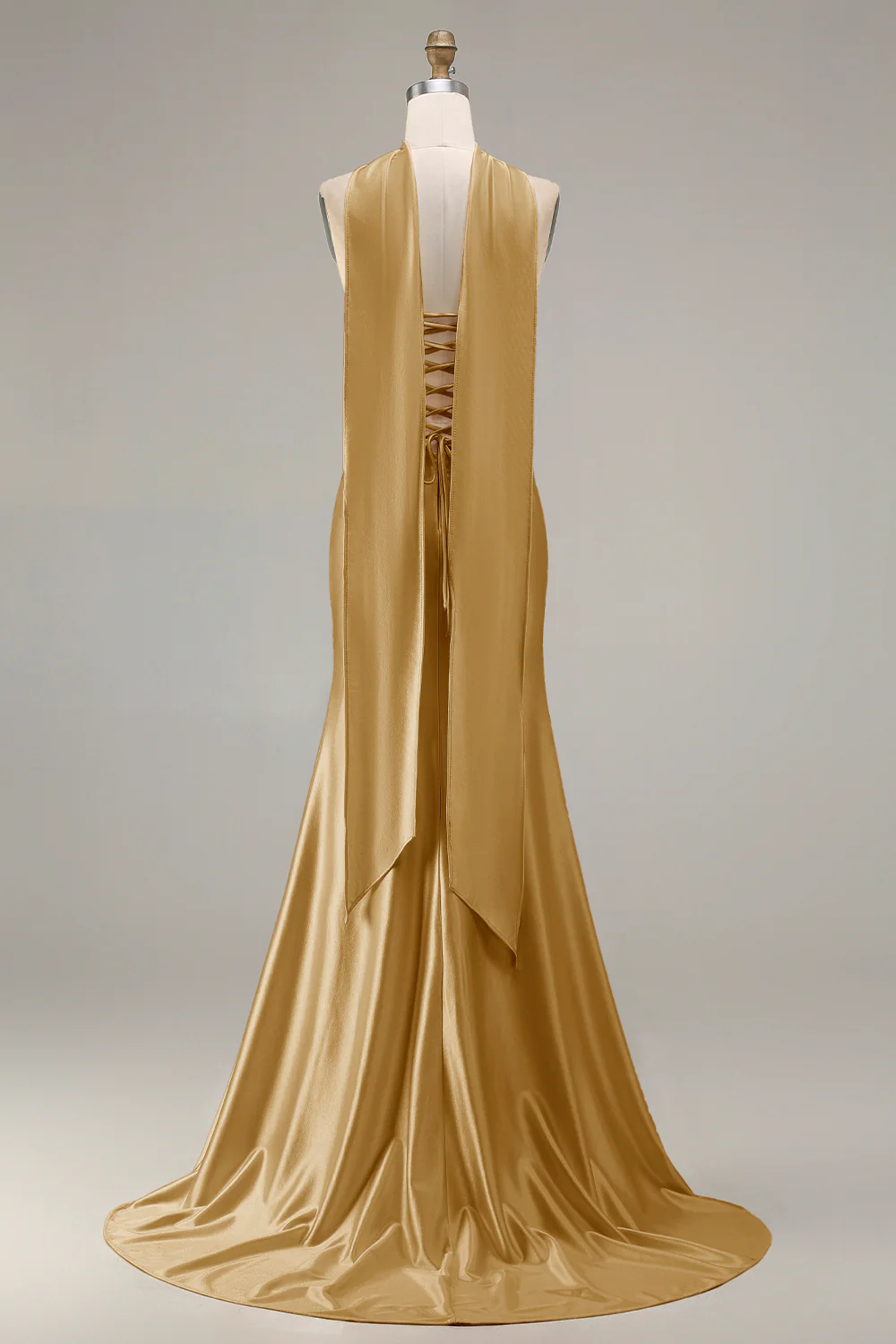 Champagne Strapless Mermaid Beaded Convertible Long Prom Dress - Image 26