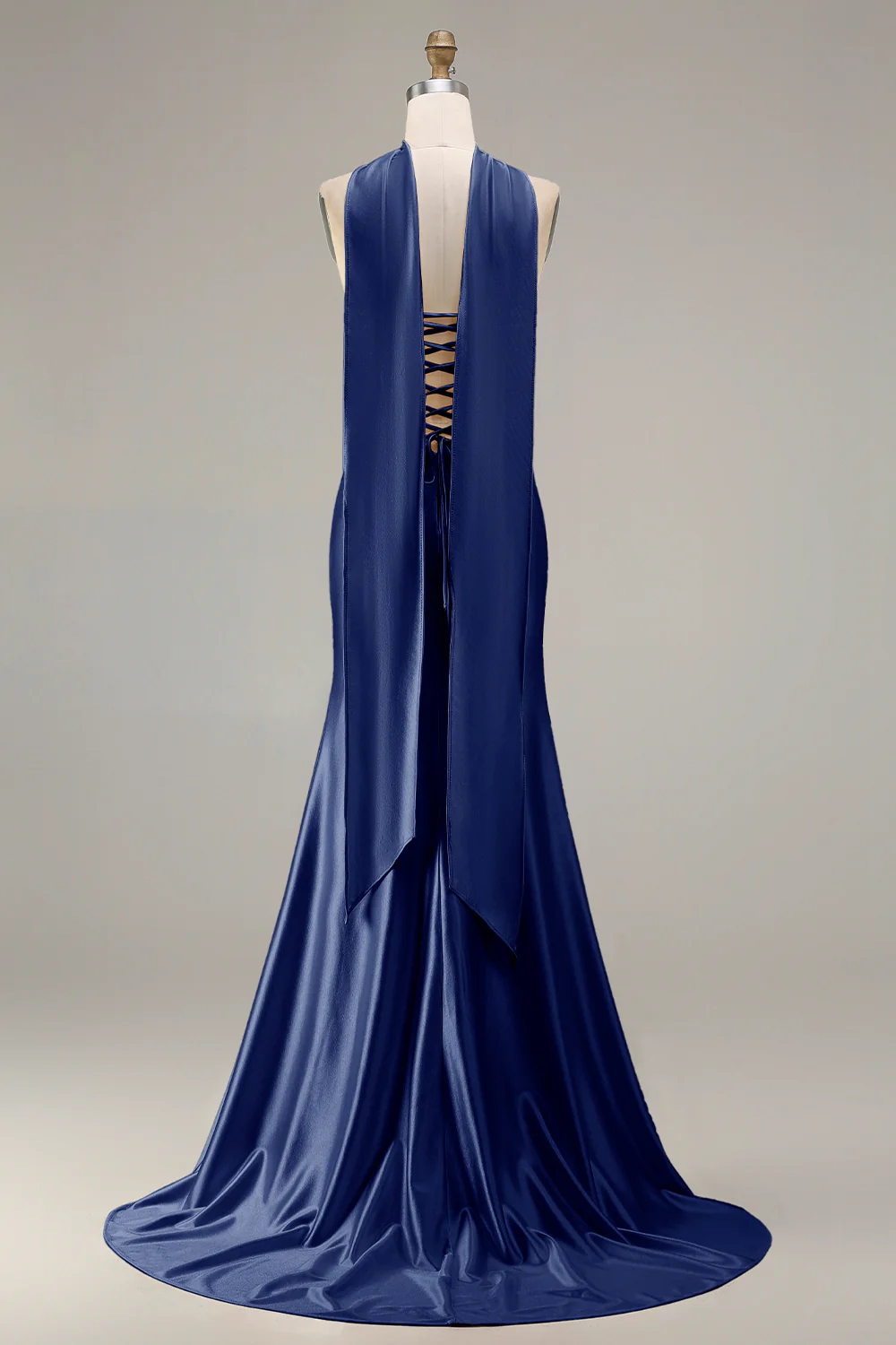 Strapless Champagne Two Piece Mermaid Beaded Convertible Long Prom Dress with a Neck Scarf - Image 26