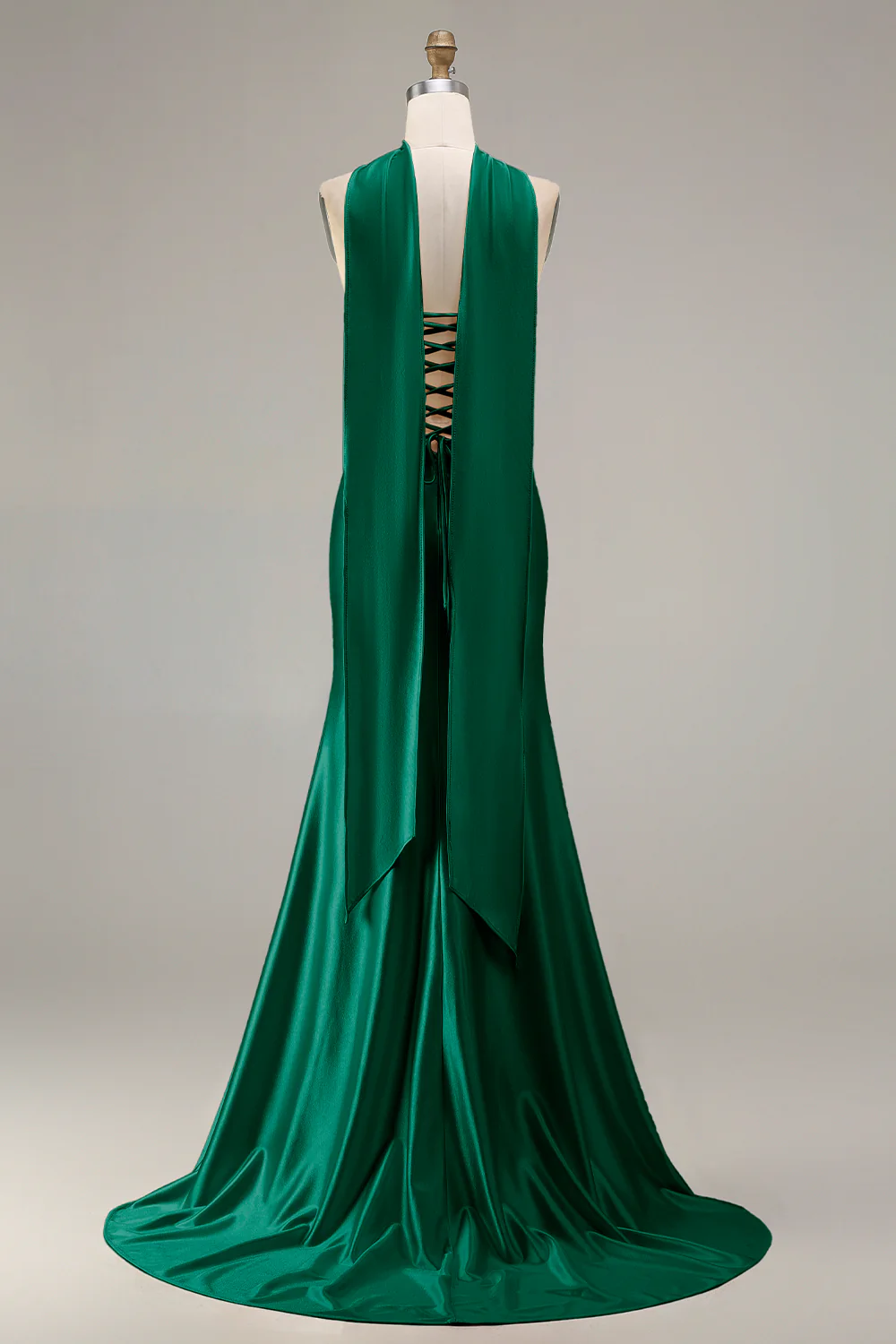 Champagne Strapless Mermaid Beaded Convertible Long Prom Dress - Image 8