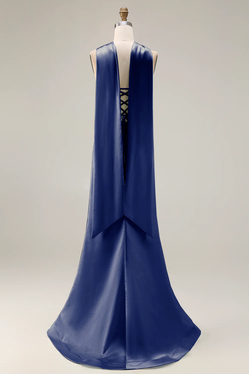 Strapless Corset Mermaid Light Green Satin Side Slit Maxi Dress with a Neck Scarf - Image 20
