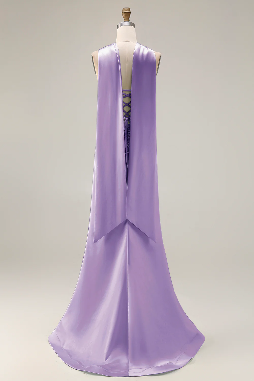 Strapless Corset Mermaid Light Green Satin Side Slit Maxi Dress with a Neck Scarf - Image 24