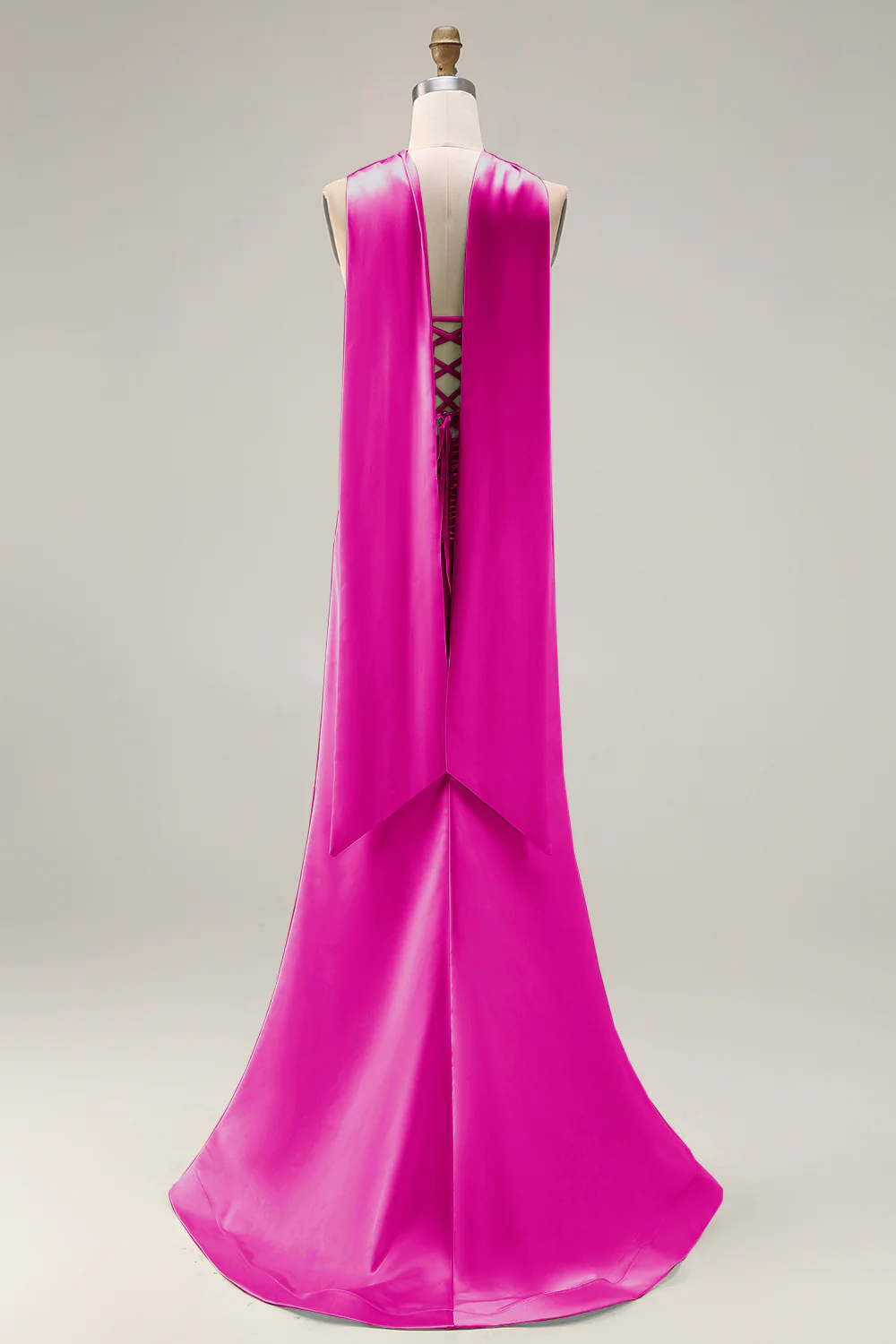 Strapless Corset Mermaid Light Green Satin Side Slit Maxi Dress with a Neck Scarf - Image 28